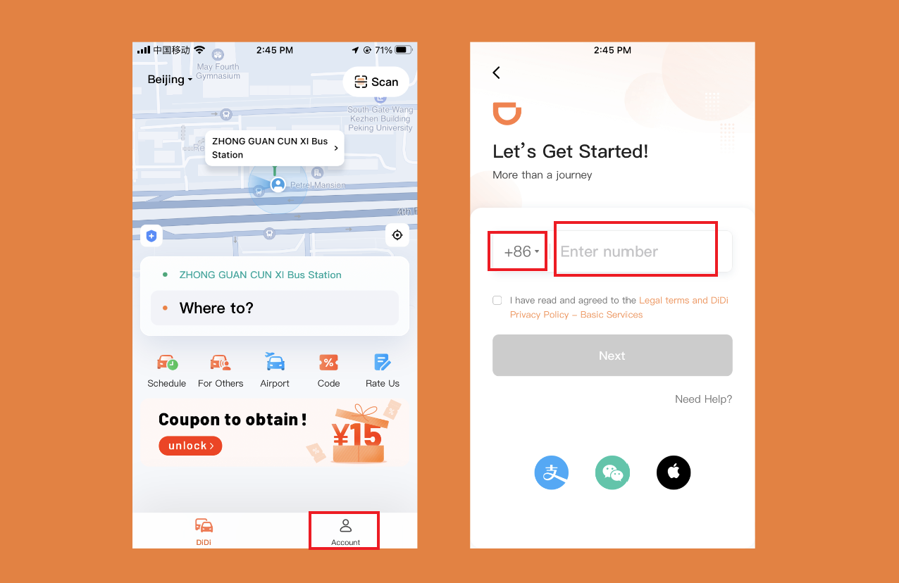 Registering Didi App