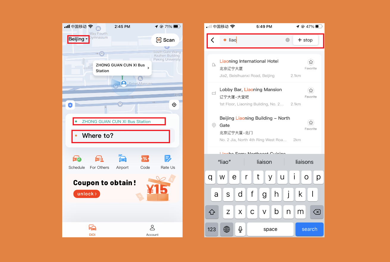 Setting Destination in Didi