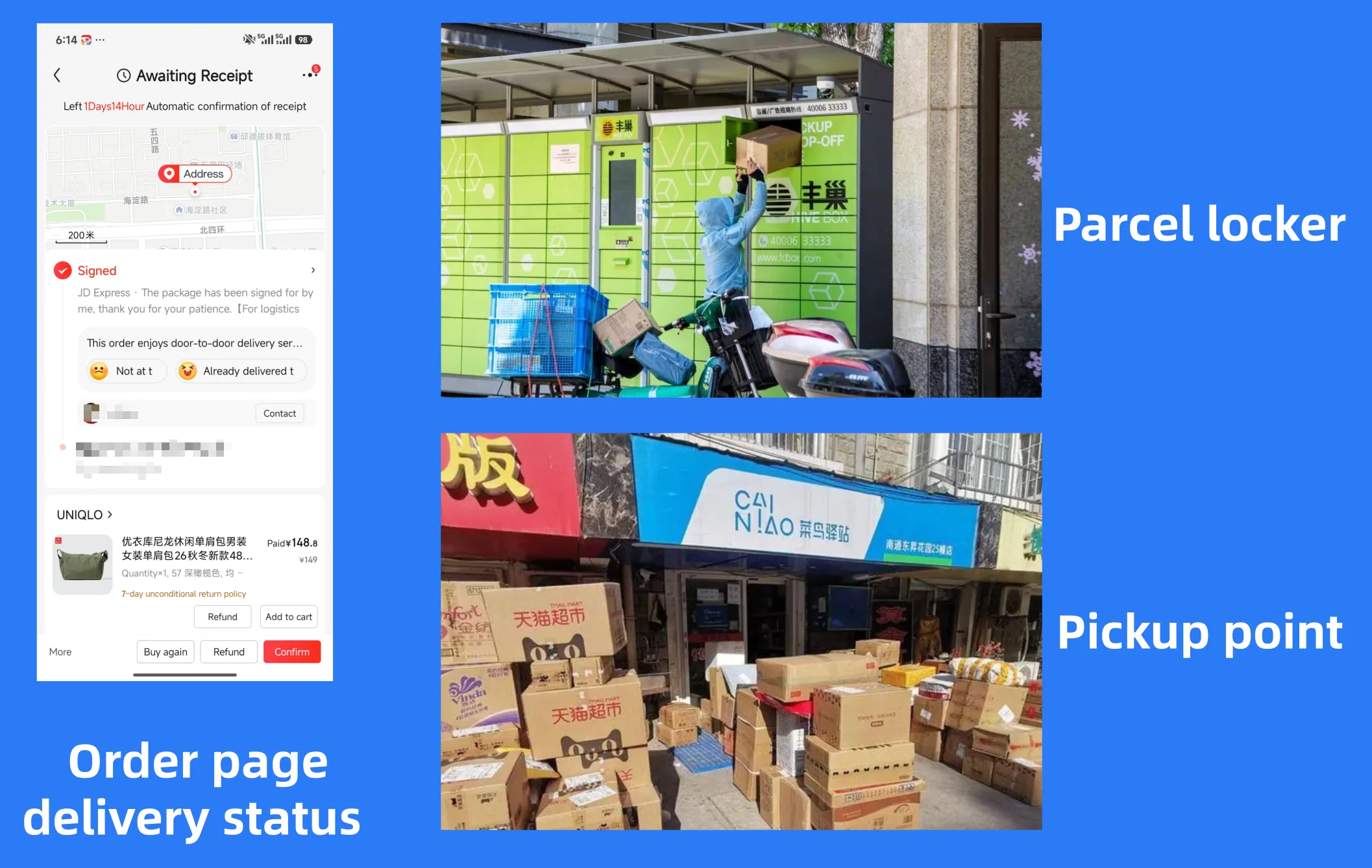 Delivery updates and parcel collection options