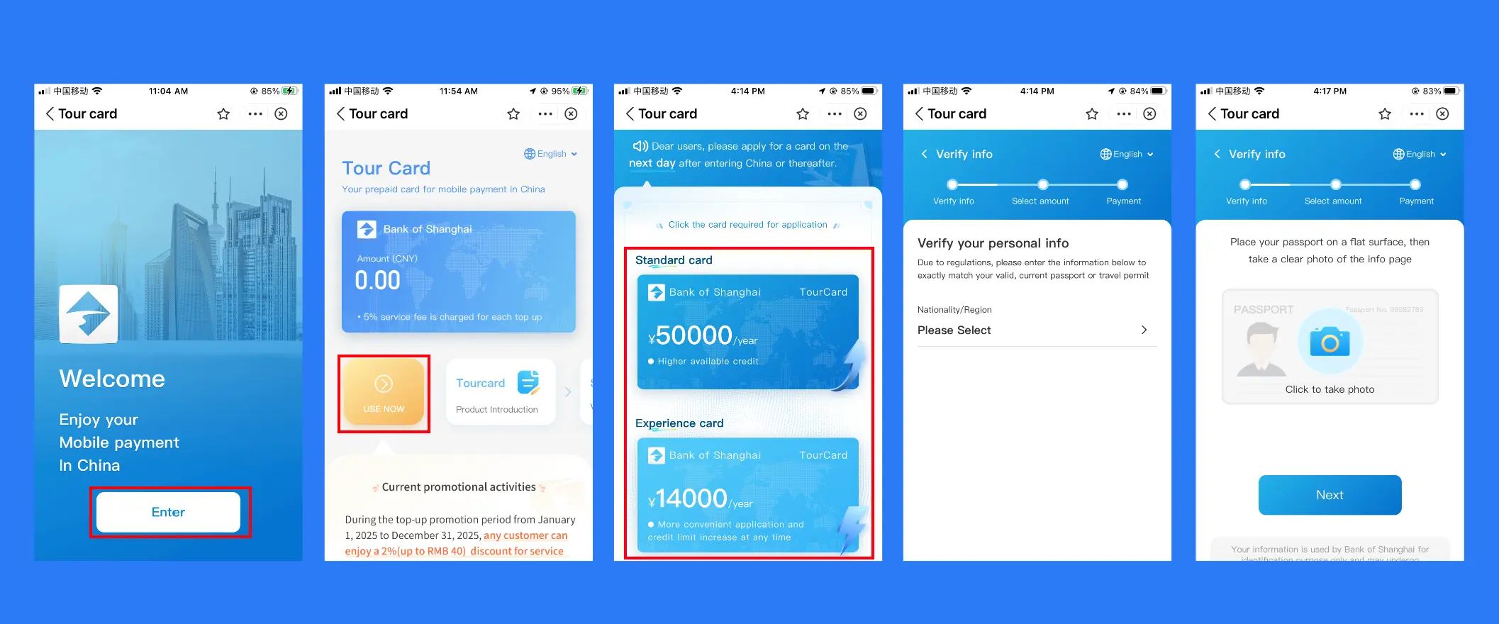 Registering Tour Card